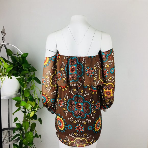 Judith March Anthropologie bohemian off-shoulder mini dress S - Picture 5 of 6